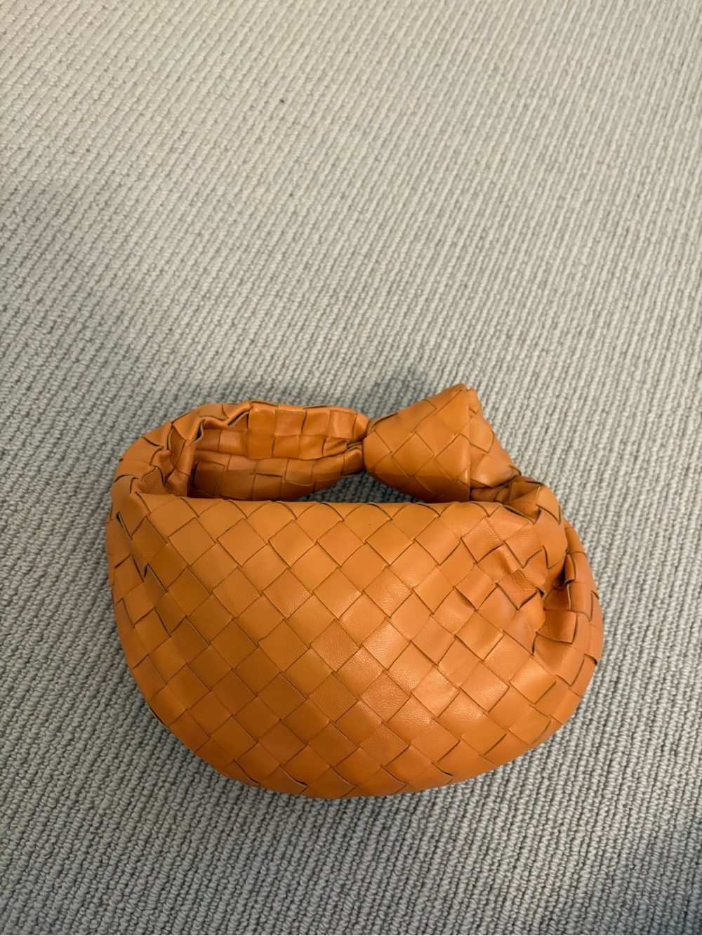 Woven Leather Hobo Bag in Cognac